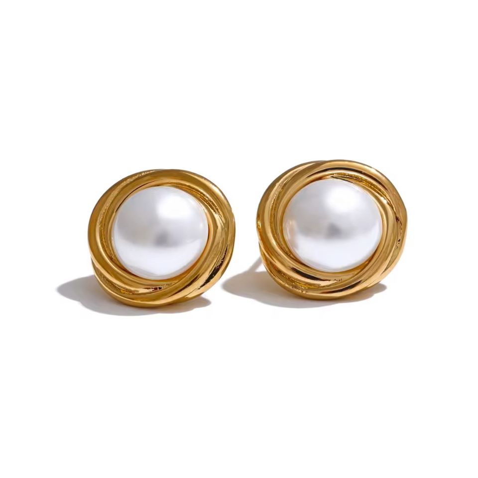 Pearl Stud Knot Earrings