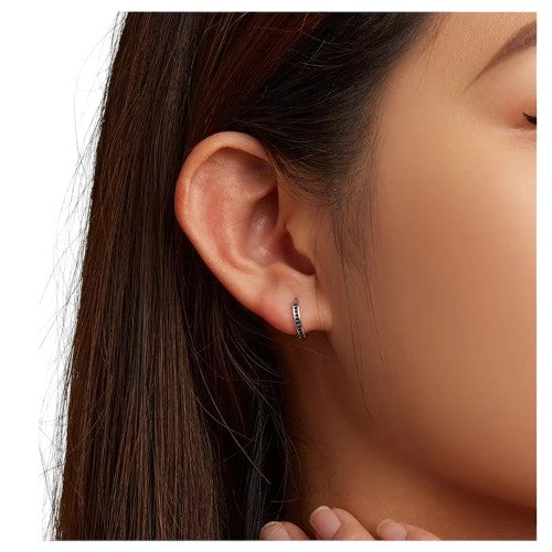 Black Zircon Hoop Earrings