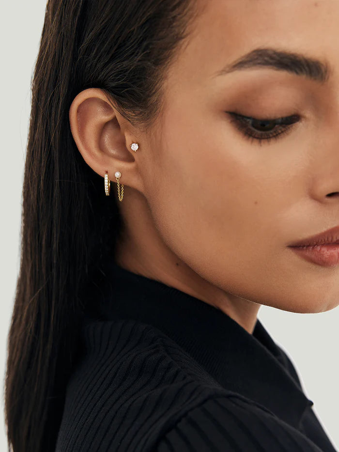 Pearl Stud Chain Earrings
