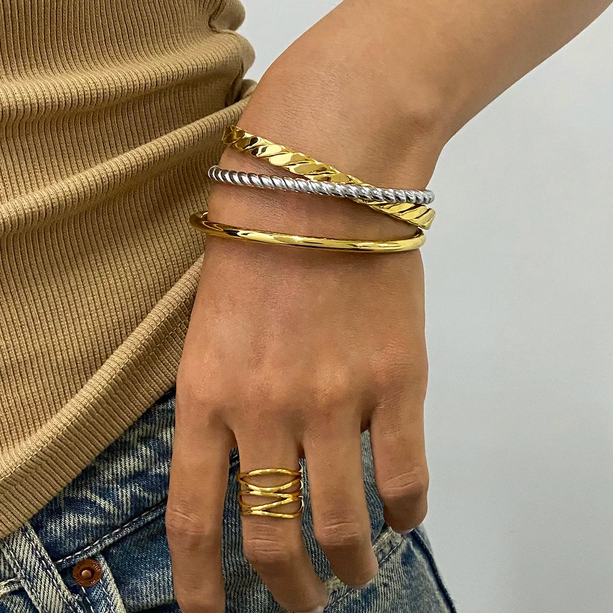Twist Cuff Bracelet Set
