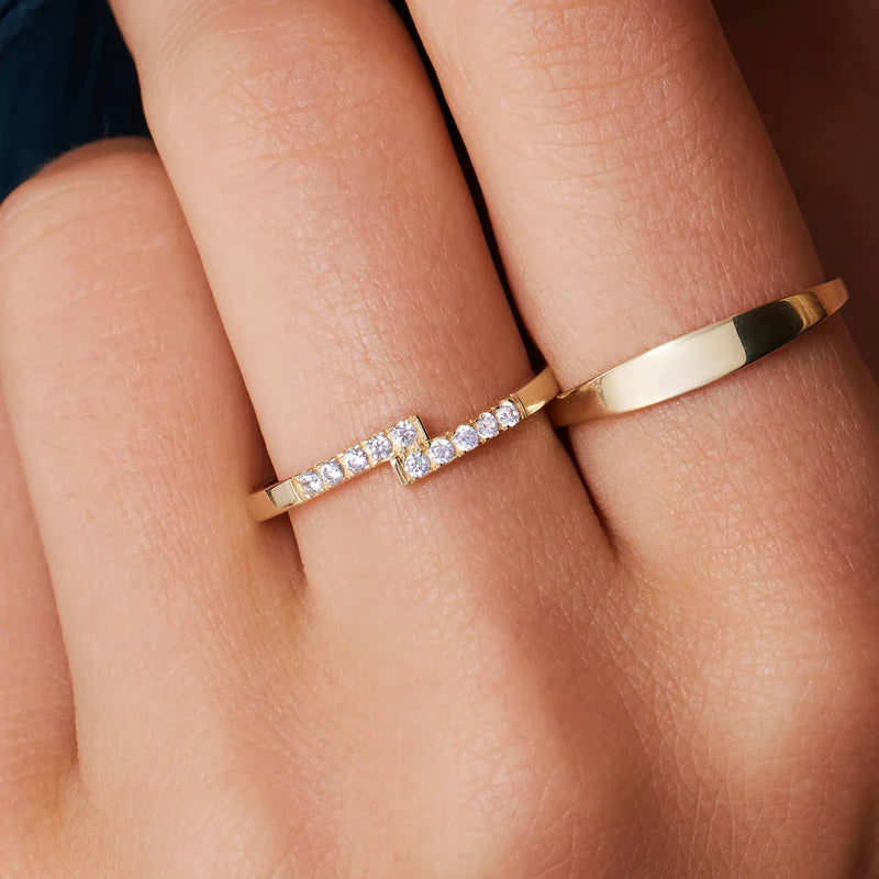 Zircon Crossed Lines Ring