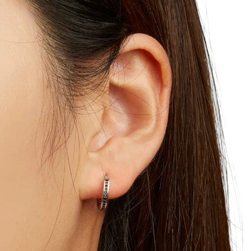 Black Zircon Hoop Earrings