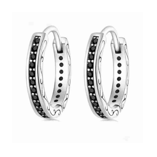 Black Zircon Hoop Earrings