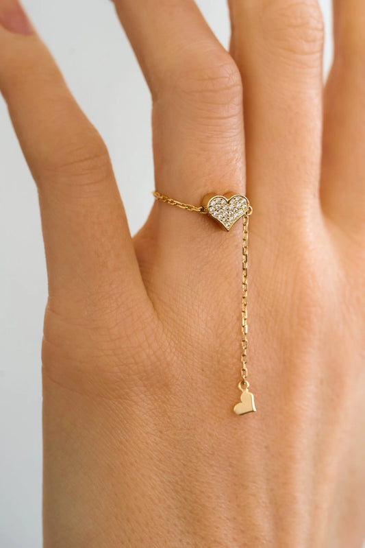 Zircon Heart Adjustable Flexible Ring