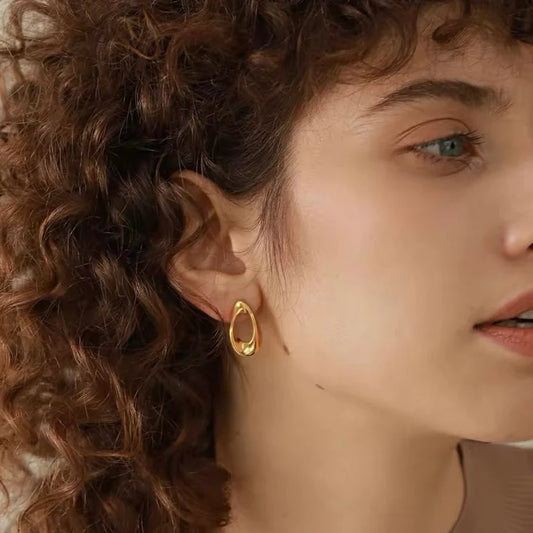 Round Hollow Stud Earrings