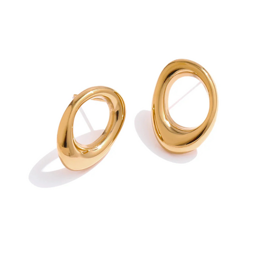 Round Hollow Stud Earrings