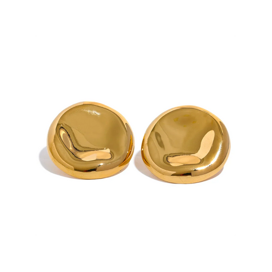 Round Button Stud Earrings