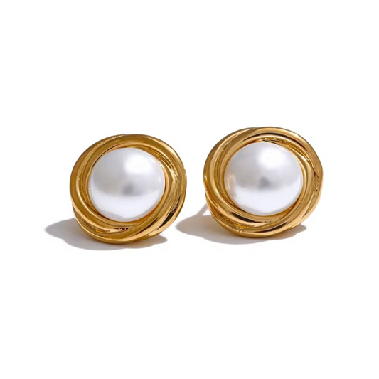 Pearl Stud Knot Earrings