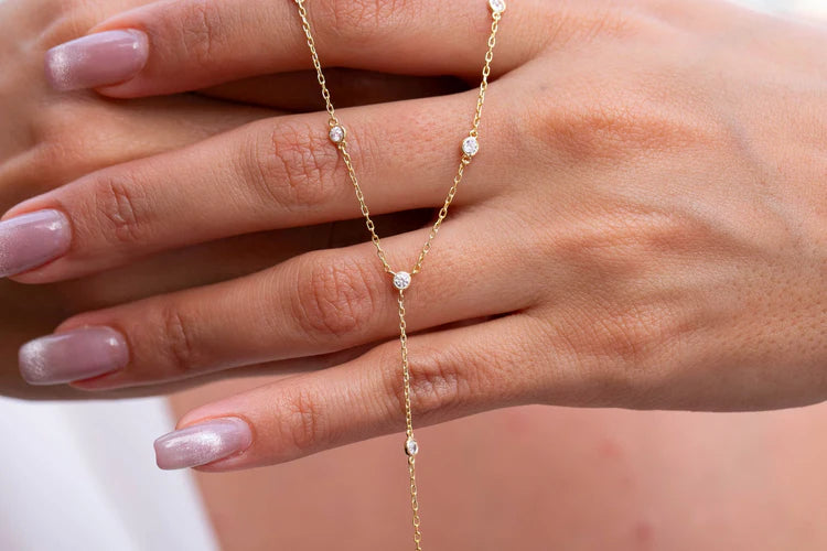 Zircon Charm Long Necklace