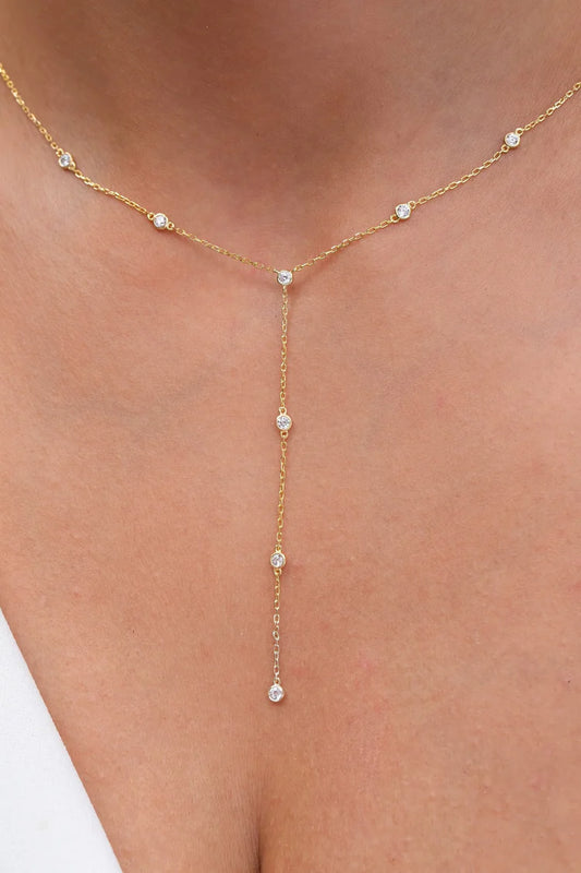 Zircon Charm Long Necklace