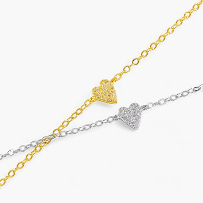 Heart Zircon Charm Bracelet