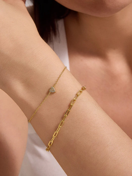 Heart Zircon Charm Bracelet