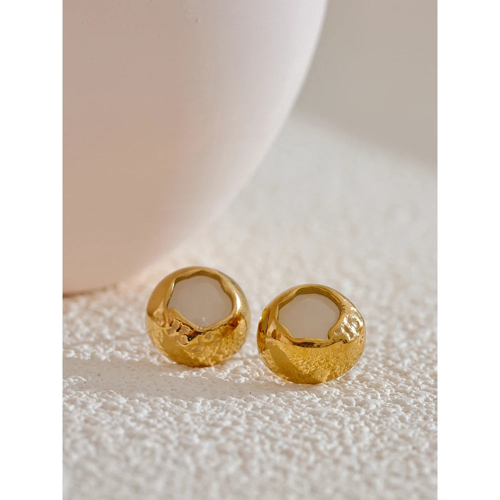 Golden Hollow Stud Earrings