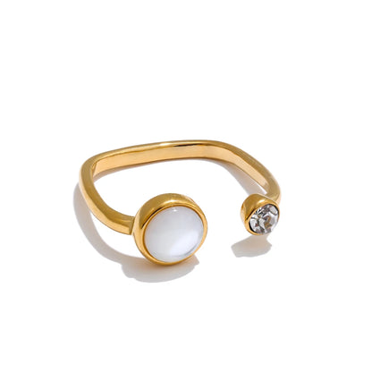 Open Ring Natural Shells Zircon