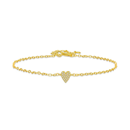 Heart Zircon Charm Bracelet