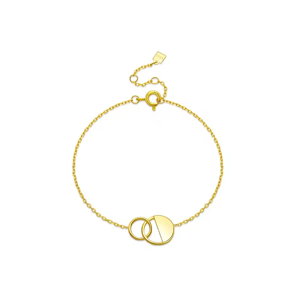Two Circle Charm Chain Bracelet