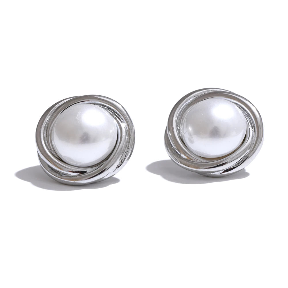 Pearl Stud Knot Earrings