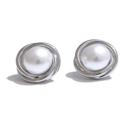 Pearl Stud Knot Earrings