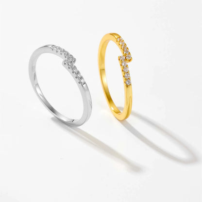 Zircon Crossed Lines Ring