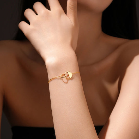 Two Circle Charm Chain Bracelet