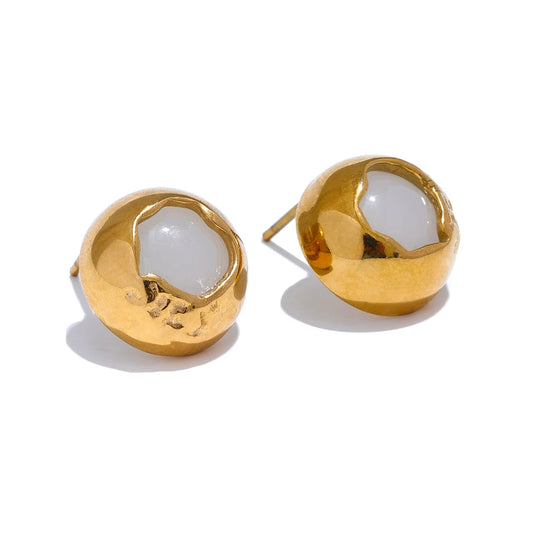 Golden Hollow Stud Earrings