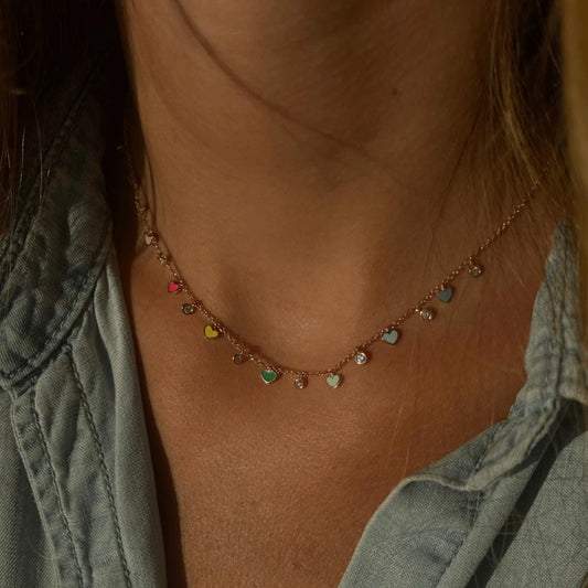 Heart and Zirconia Charm Choker