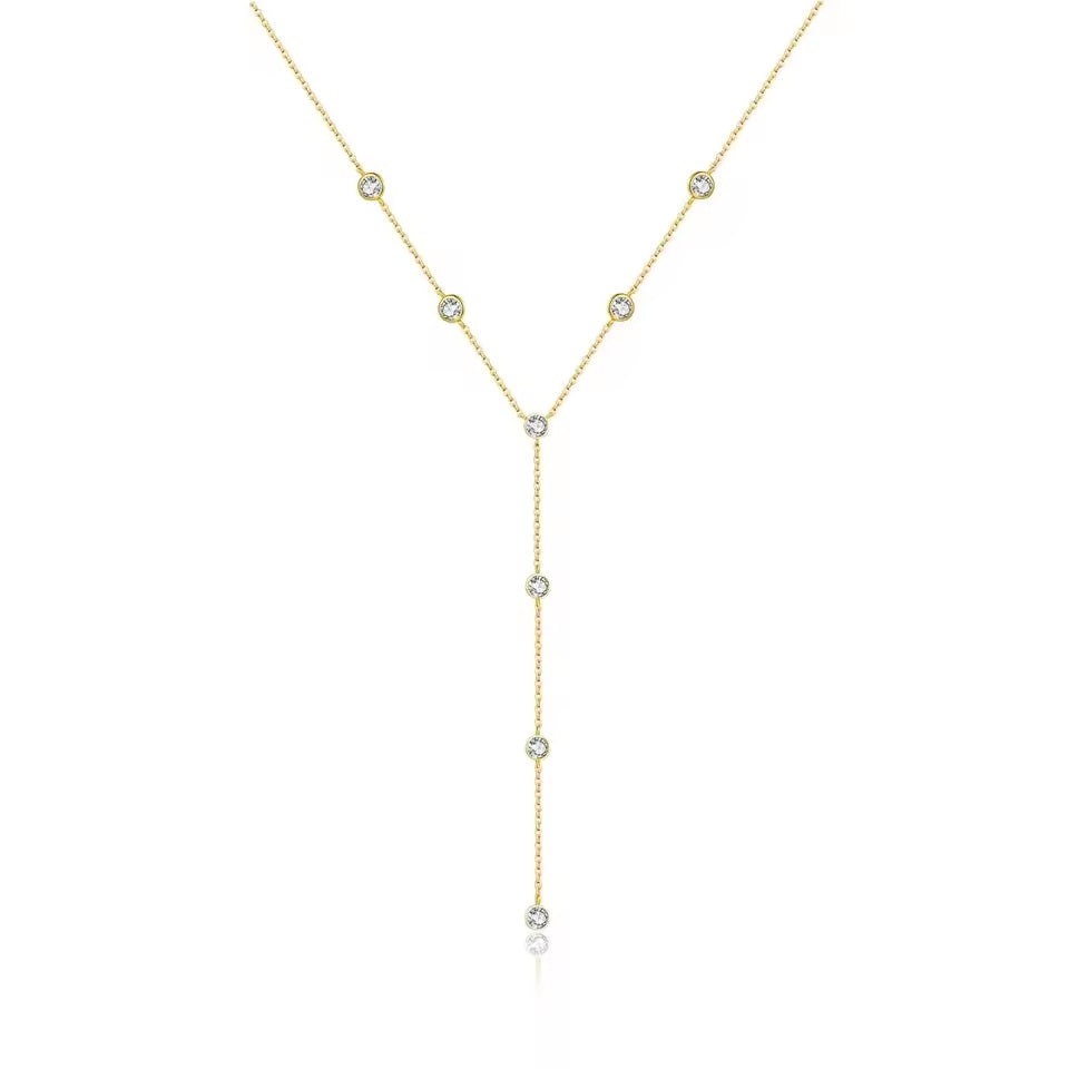 Zircon Charm Long Necklace