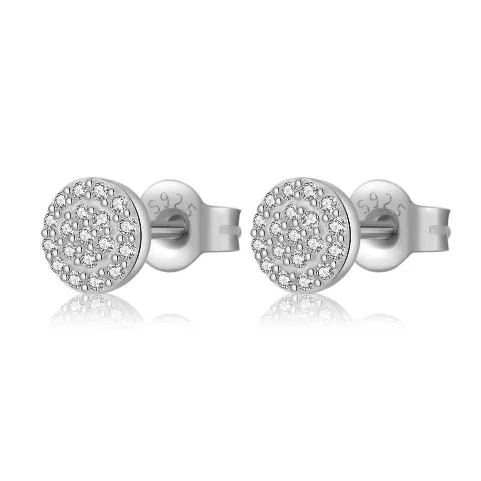 Round Zircon Stud Earrings