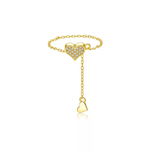 Zircon Heart Adjustable Flexible Ring