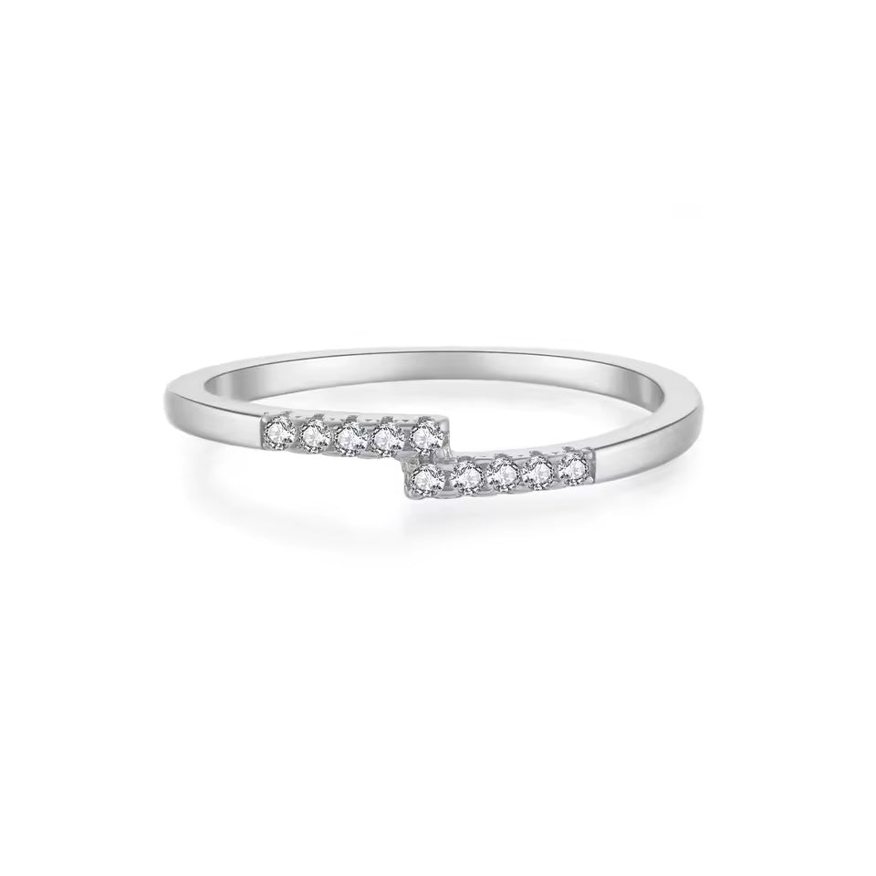 Zircon Crossed Lines Ring