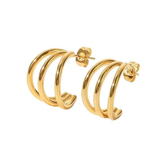 Three-Line Stud Earrings