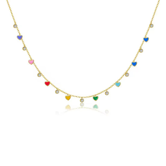 Heart and Zirconia Charm Choker