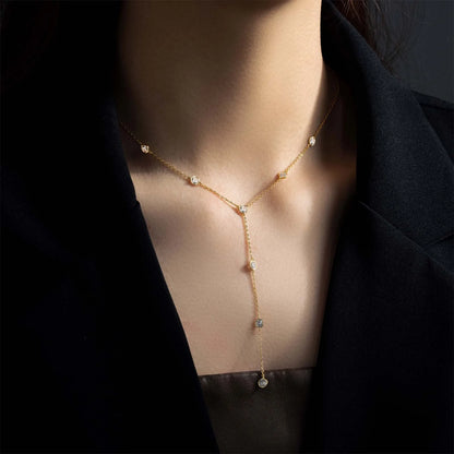 Zircon Charm Long Necklace