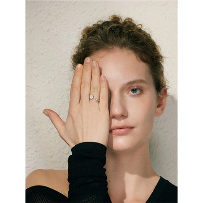 Open Ring Natural Shells Zircon