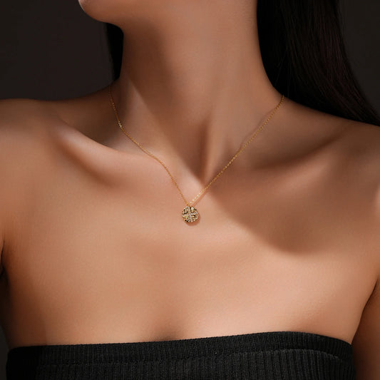 Irregular Circle Pendant Zircon  Necklace