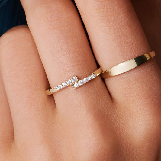Zircon Crossed Lines Ring